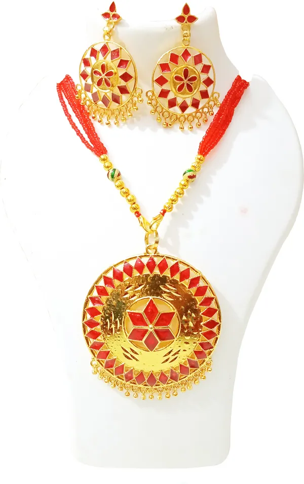 Assamese_Traditional_Red_Japi_Jewellery_Set_For_Women